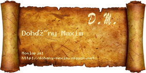 Dohány Maxim névjegykártya